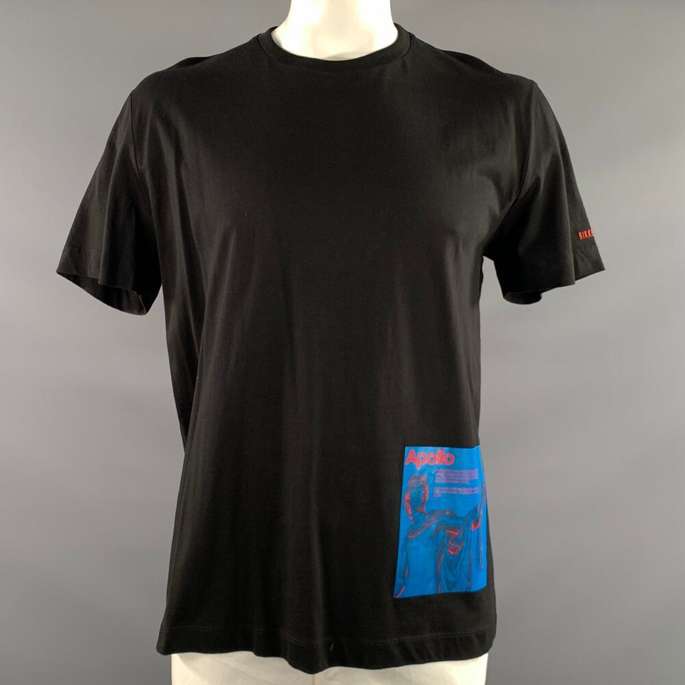 BIKKEMBERGS Size XXL Black Blue & Red Graphic Heavy weight T shirt